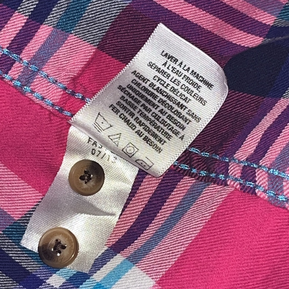 Aeropostale Plaid Button Down Shirt Pink Blue Womens XL - Picture 9 of 12